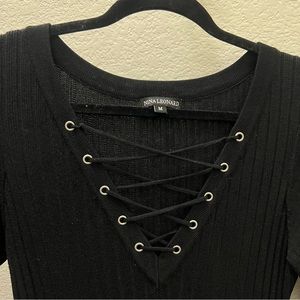 Lace up long sleeve dress